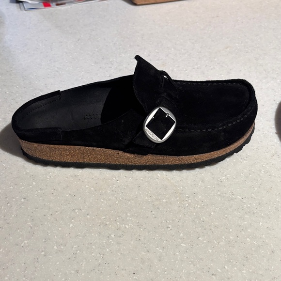 Birkenstock Black Suede Mules with Buckle - Picture 4 of 5